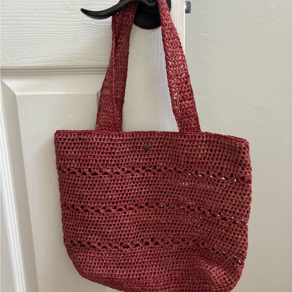 Helen Kaminski Burgundy 100% Raffia Tote Bag- Made in Australia